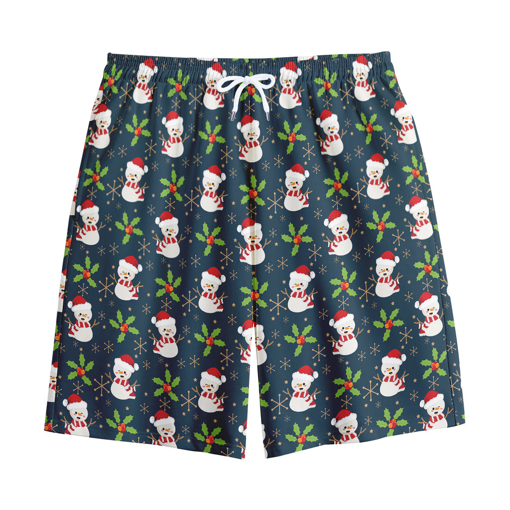 Santa Snowman Pattern Print Cotton Shorts