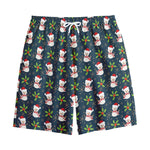 Santa Snowman Pattern Print Cotton Shorts