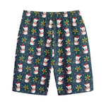Santa Snowman Pattern Print Cotton Shorts