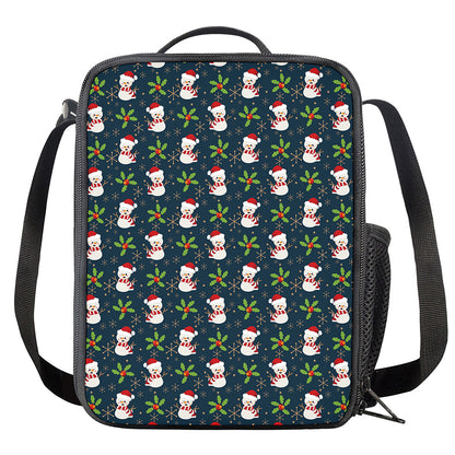 Santa Snowman Pattern Print Crossbody Lunch Bag