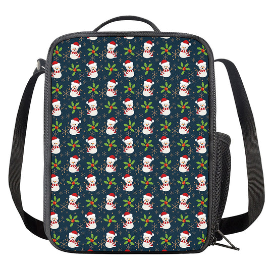 Santa Snowman Pattern Print Crossbody Lunch Bag