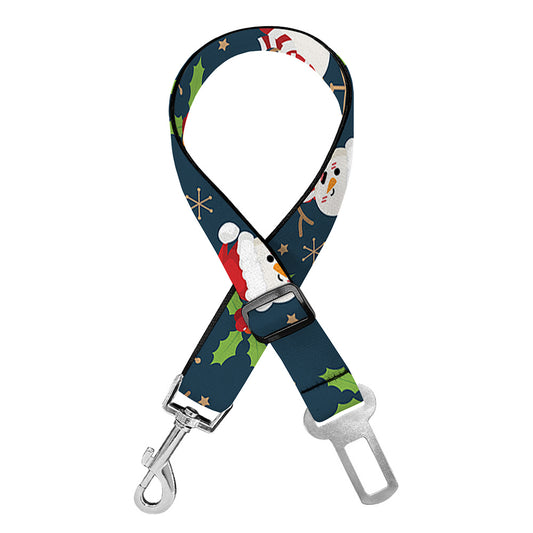Santa Snowman Pattern Print Dog Seat Belt