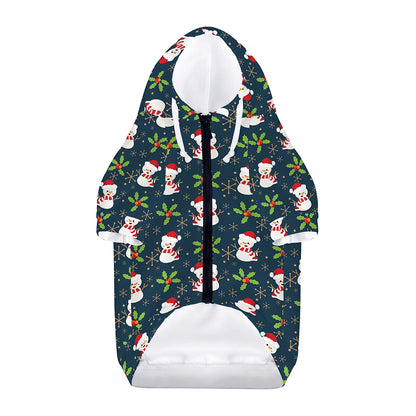 Santa Snowman Pattern Print Dog Zip Up Hoodie