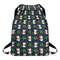 Santa Snowman Pattern Print Drawstring Backpack