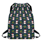 Santa Snowman Pattern Print Drawstring Backpack