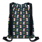 Santa Snowman Pattern Print Drawstring Backpack