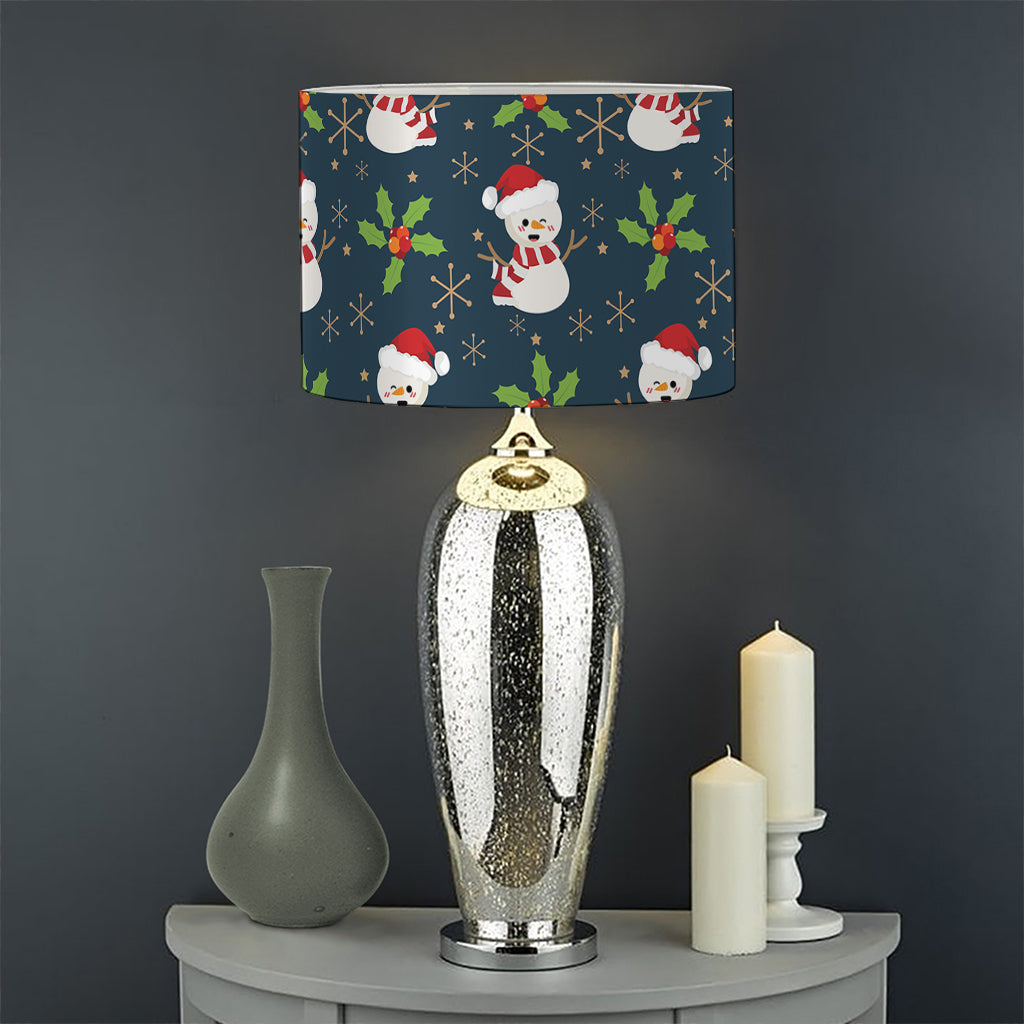 Santa Snowman Pattern Print Drum Lamp Shade