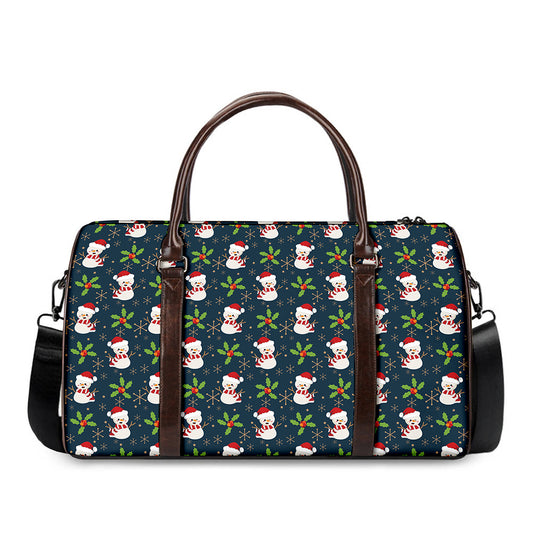 Santa Snowman Pattern Print Duffle Bag