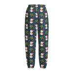 Santa Snowman Pattern Print Fleece Lined Knit Pants