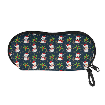 Santa Snowman Pattern Print Glasses Case