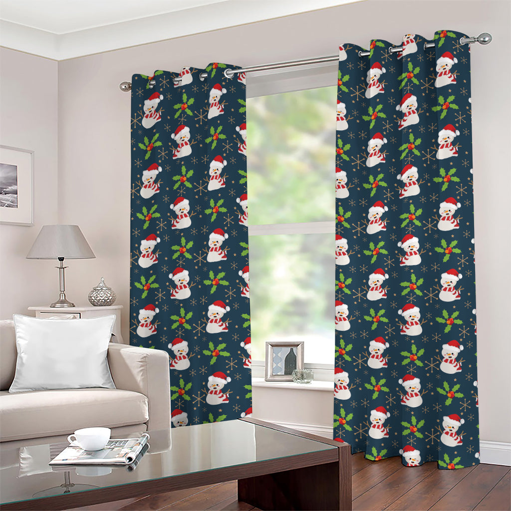 Santa Snowman Pattern Print Grommet Curtains