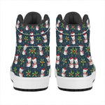 Santa Snowman Pattern Print High Top Leather Sneakers