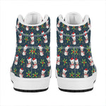 Santa Snowman Pattern Print High Top Leather Sneakers