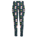 Santa Snowman Pattern Print High-Waisted Pocket Leggings