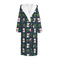 Santa Snowman Pattern Print Hooded Bathrobe