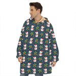 Santa Snowman Pattern Print Hoodie Blanket