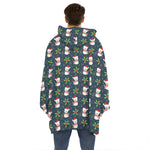 Santa Snowman Pattern Print Hoodie Blanket