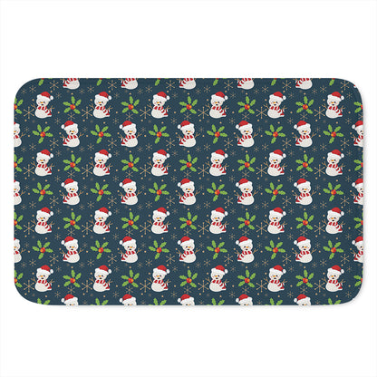 Santa Snowman Pattern Print Indoor Door Mat