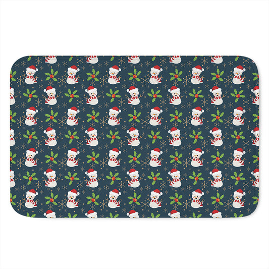 Santa Snowman Pattern Print Indoor Door Mat