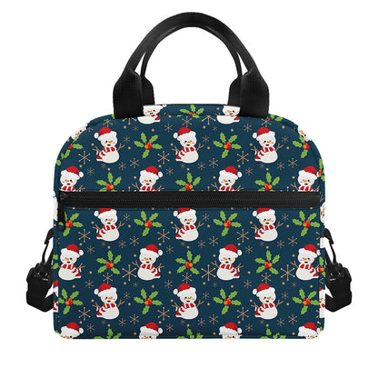 Santa Snowman Pattern Print Insulated Lunch Bag
