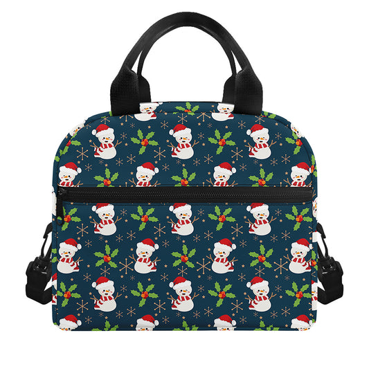Santa Snowman Pattern Print Insulated Lunch Bag