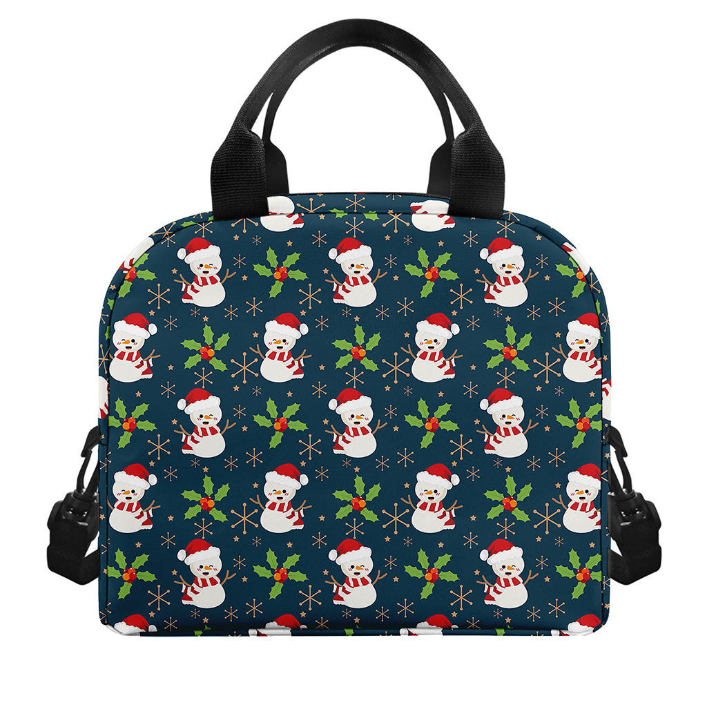 Santa Snowman Pattern Print Insulated Lunch Bag