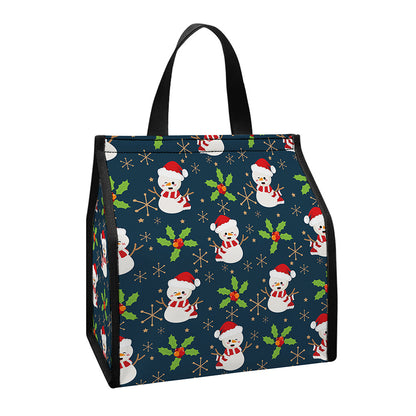 Santa Snowman Pattern Print Insulated Lunch Tote