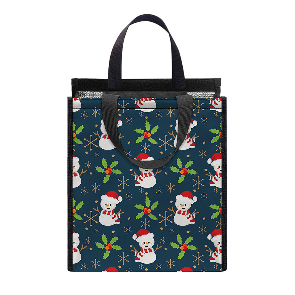 Santa Snowman Pattern Print Insulated Lunch Tote