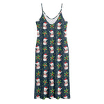 Santa Snowman Pattern Print Jersey Midi Cami Dress
