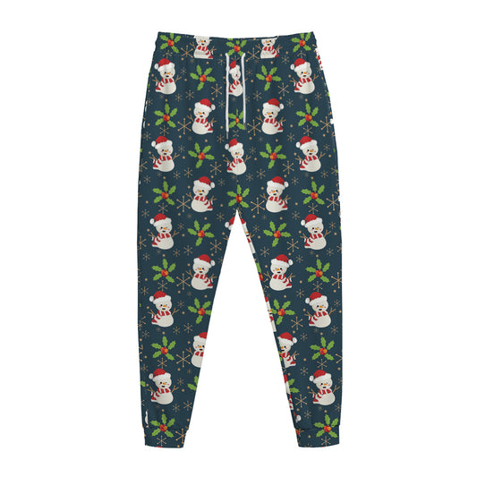 Santa Snowman Pattern Print Jogger Pants