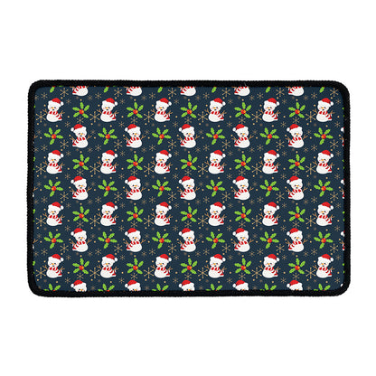 Santa Snowman Pattern Print Kitchen Mat