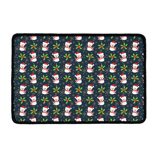 Santa Snowman Pattern Print Kitchen Mat