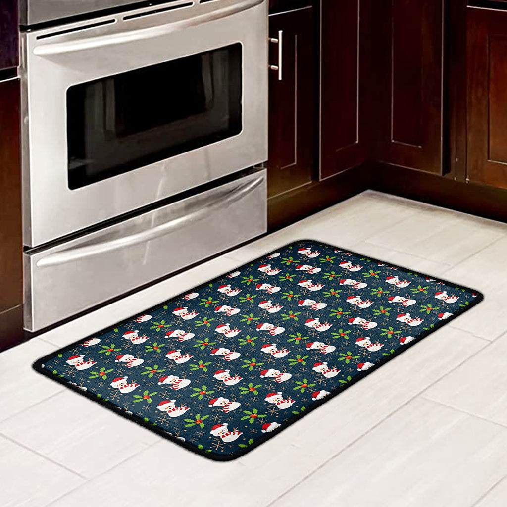 Santa Snowman Pattern Print Kitchen Mat