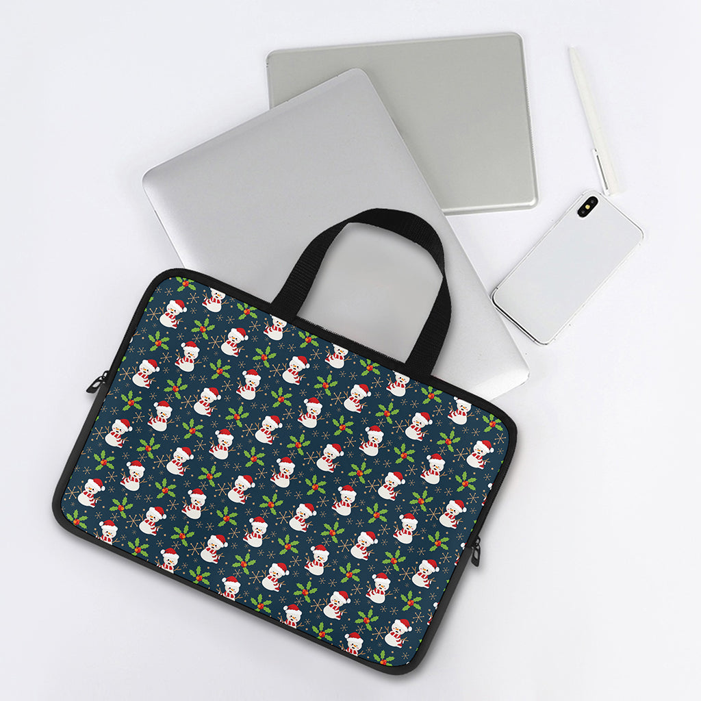Santa Snowman Pattern Print Laptop Sleeve With Handle