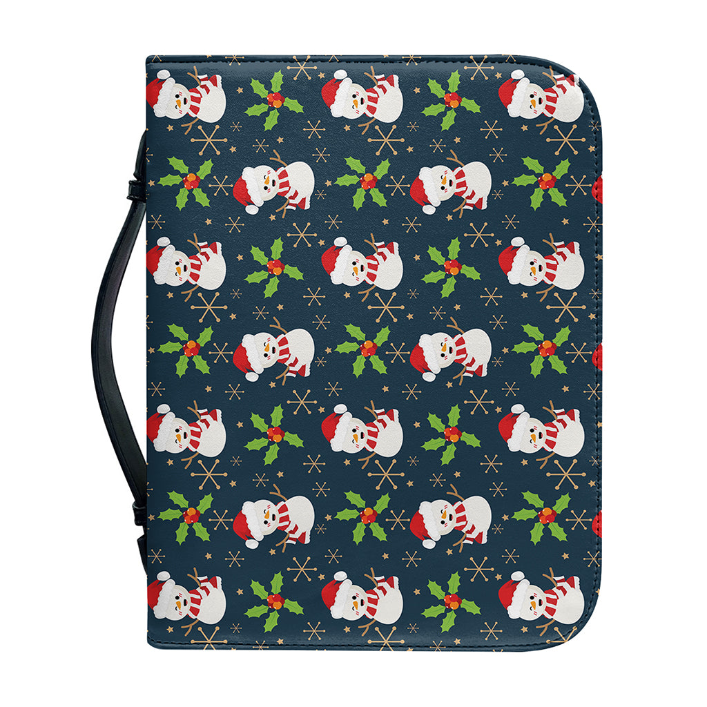 Santa Snowman Pattern Print Leather Bible Cover