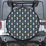 Santa Snowman Pattern Print Leather Spare Tire Cover