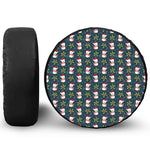 Santa Snowman Pattern Print Leather Spare Tire Cover