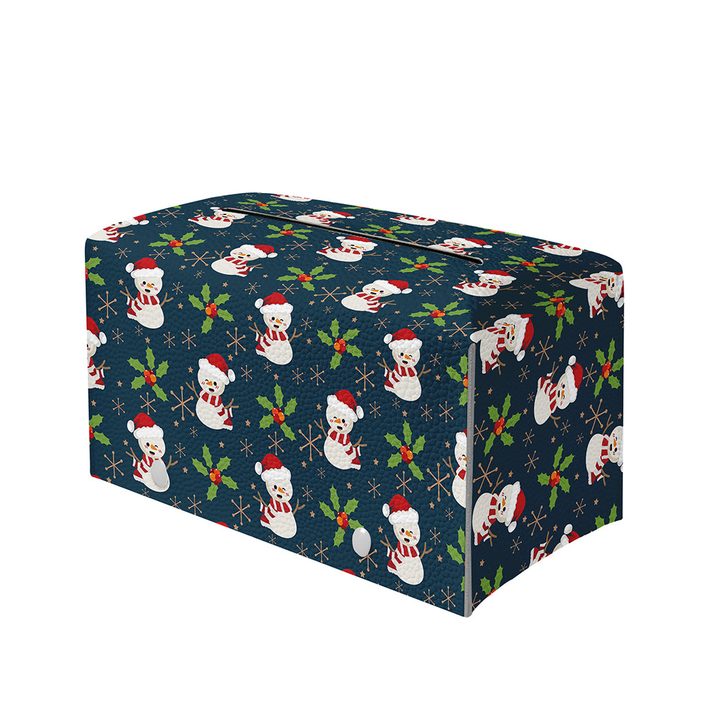 Santa Snowman Pattern Print Leather Tissue Box Cover