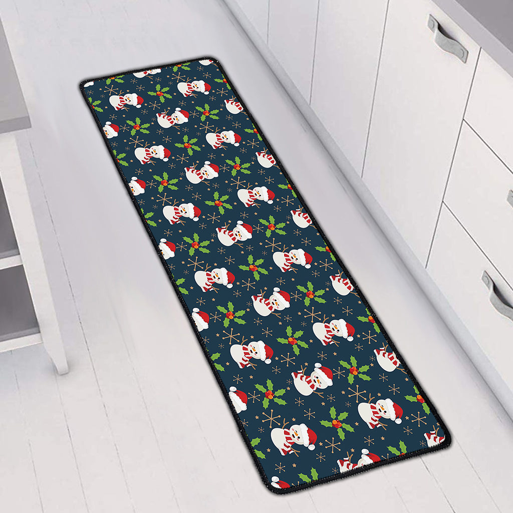 Santa Snowman Pattern Print Long Kitchen Mat