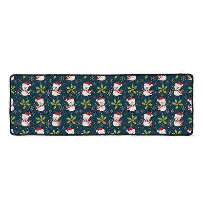 Santa Snowman Pattern Print Long Kitchen Mat