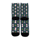 Santa Snowman Pattern Print Long Socks