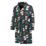 Santa Snowman Pattern Print Men's Bathrobe