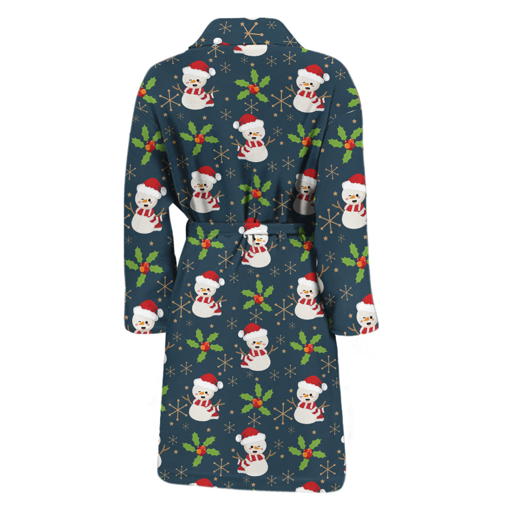 Santa Snowman Pattern Print Men's Bathrobe