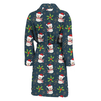 Santa Snowman Pattern Print Men's Bathrobe