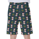 Santa Snowman Pattern Print Men's Beach Shorts