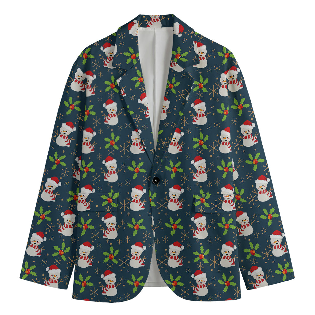 Santa Snowman Pattern Print Men's Blazer
