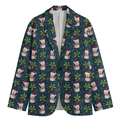 Santa Snowman Pattern Print Men's Blazer