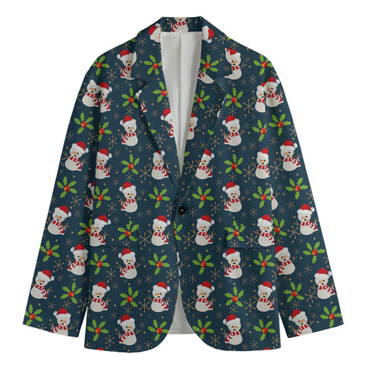 Santa Snowman Pattern Print Men's Blazer