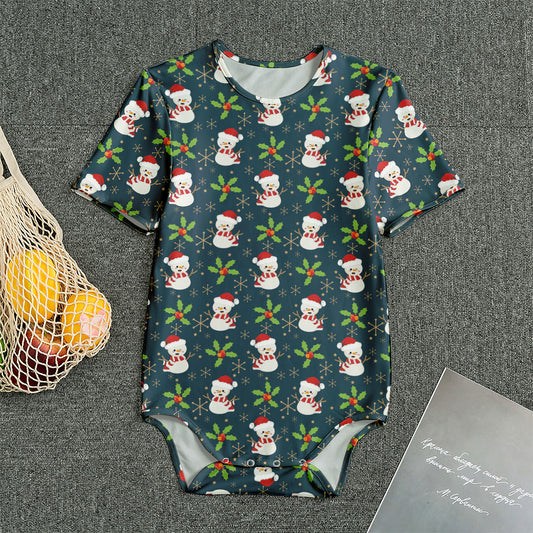 Santa Snowman Pattern Print Men's Bodysuit