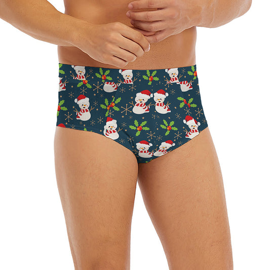 Santa Snowman Pattern Print Men's Briefs